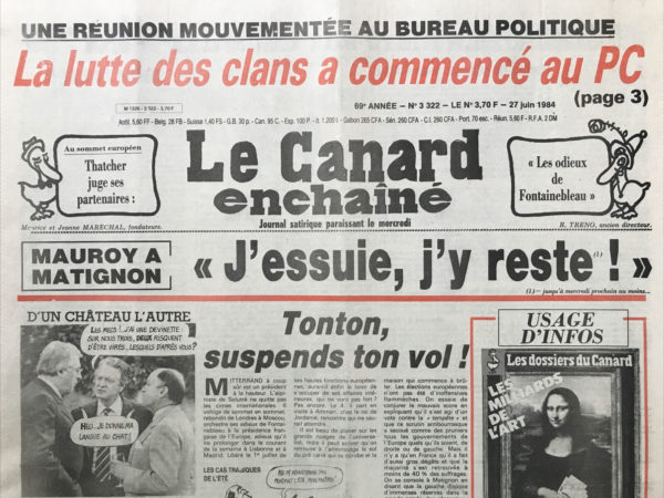 N° 3322 du Canard Enchaîné -  27 Juin 1984