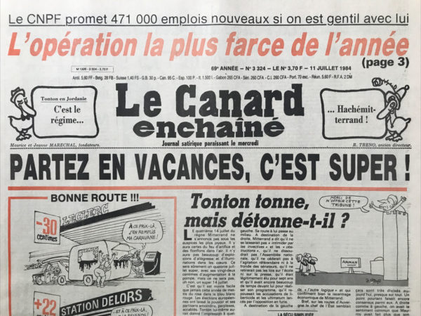 N° 3324 du Canard Enchaîné -  11 Juillet 1984