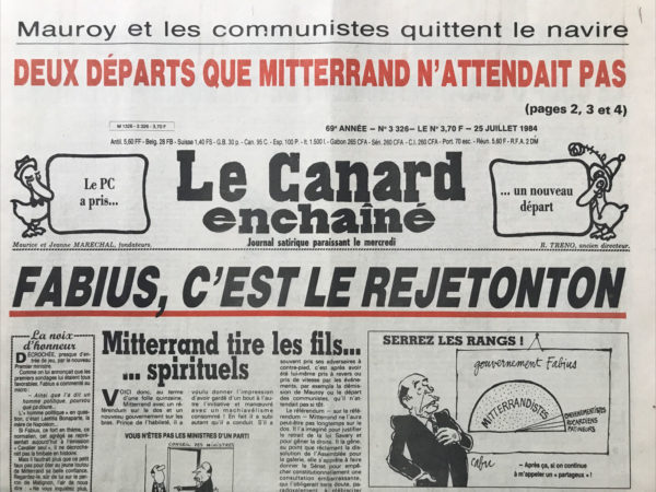 N° 3326 du Canard Enchaîné -  25 Juillet 1984