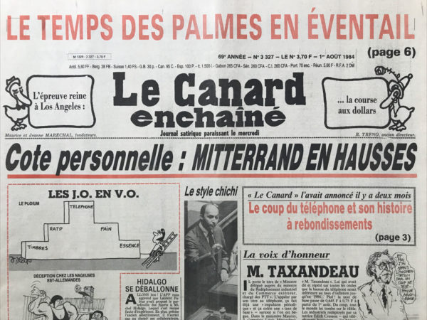 N° 3327 du Canard Enchaîné -  1 Août 1984