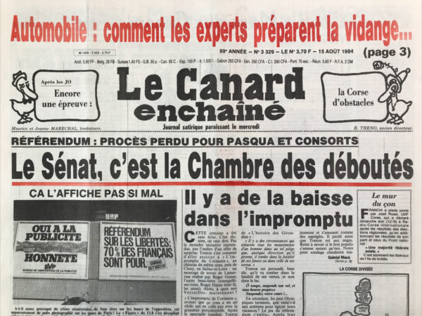 N° 3329 du Canard Enchaîné -  15 Août 1984