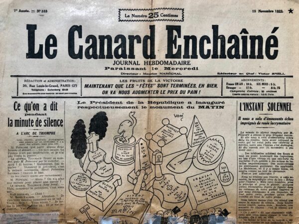 N° 333 du Canard Enchaîné -  15 Novembre 1922