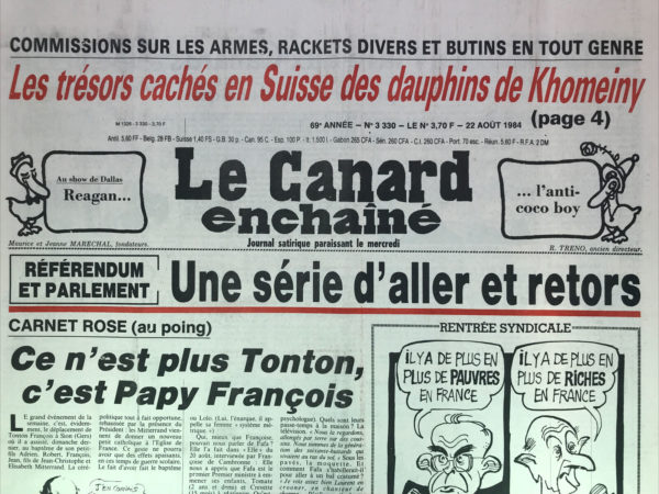 N° 3330 du Canard Enchaîné -  22 Août 1984