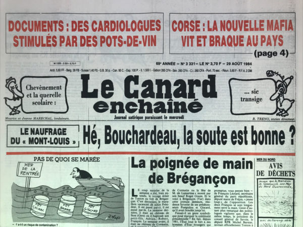 N° 3331 du Canard Enchaîné -  29 Août 1984