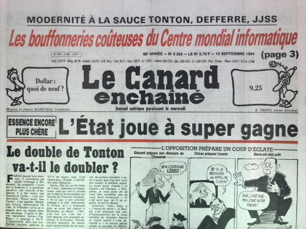 N° 3333 du Canard Enchaîné -  12 Septembre 1984