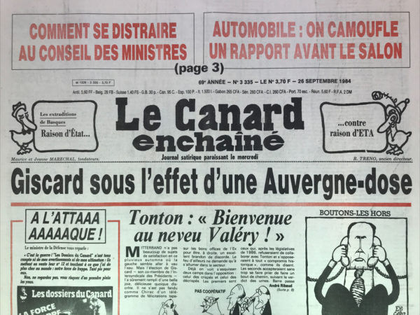 N° 3335 du Canard Enchaîné -  26 Septembre 1984