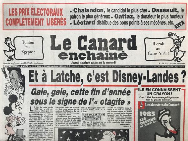 N° 3400 du Canard Enchaîné -  25 Décembre 1985