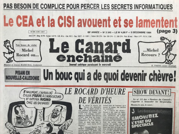 N° 3345 du Canard Enchaîné -  5 Décembre 1984