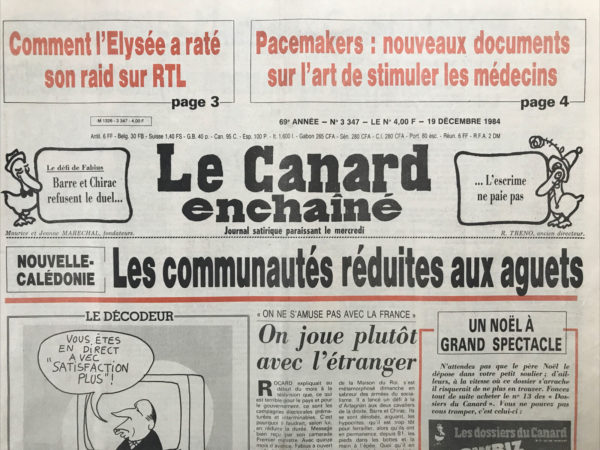 N° 3347 du Canard Enchaîné -  19 Décembre 1984