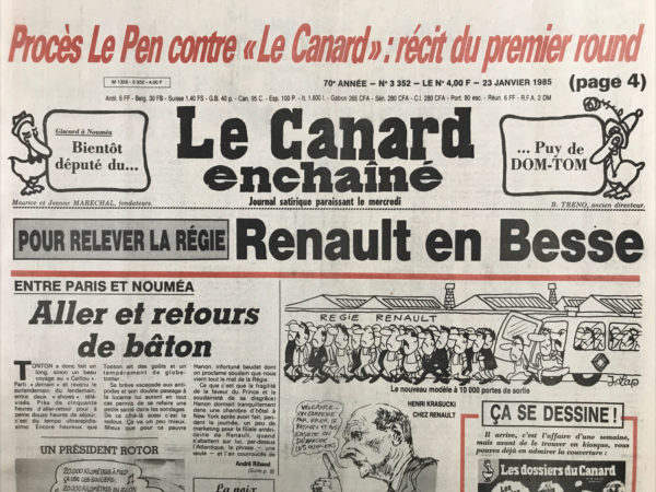 N° 3352 du Canard Enchaîné -  23 Janvier 1985