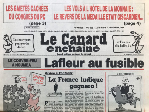 N° 3355 du Canard Enchaîné -  13 Février 1985