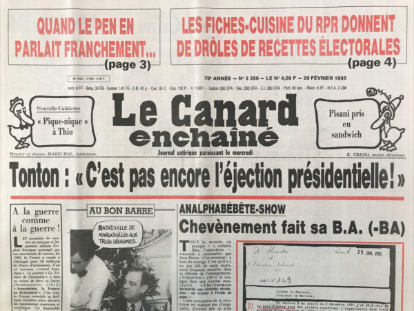 N° 3356 du Canard Enchaîné -  20 Février 1985