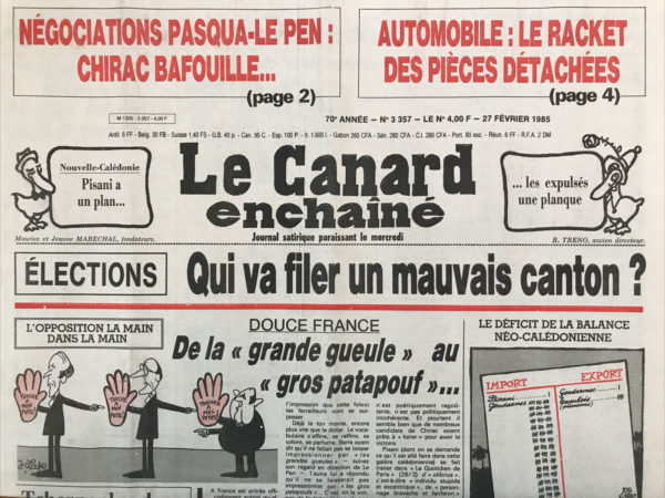 N° 3357 du Canard Enchaîné -  27 Février 1985
