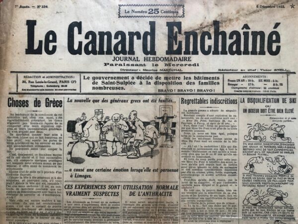 N° 336 du Canard Enchaîné -  6 Décembre 1922