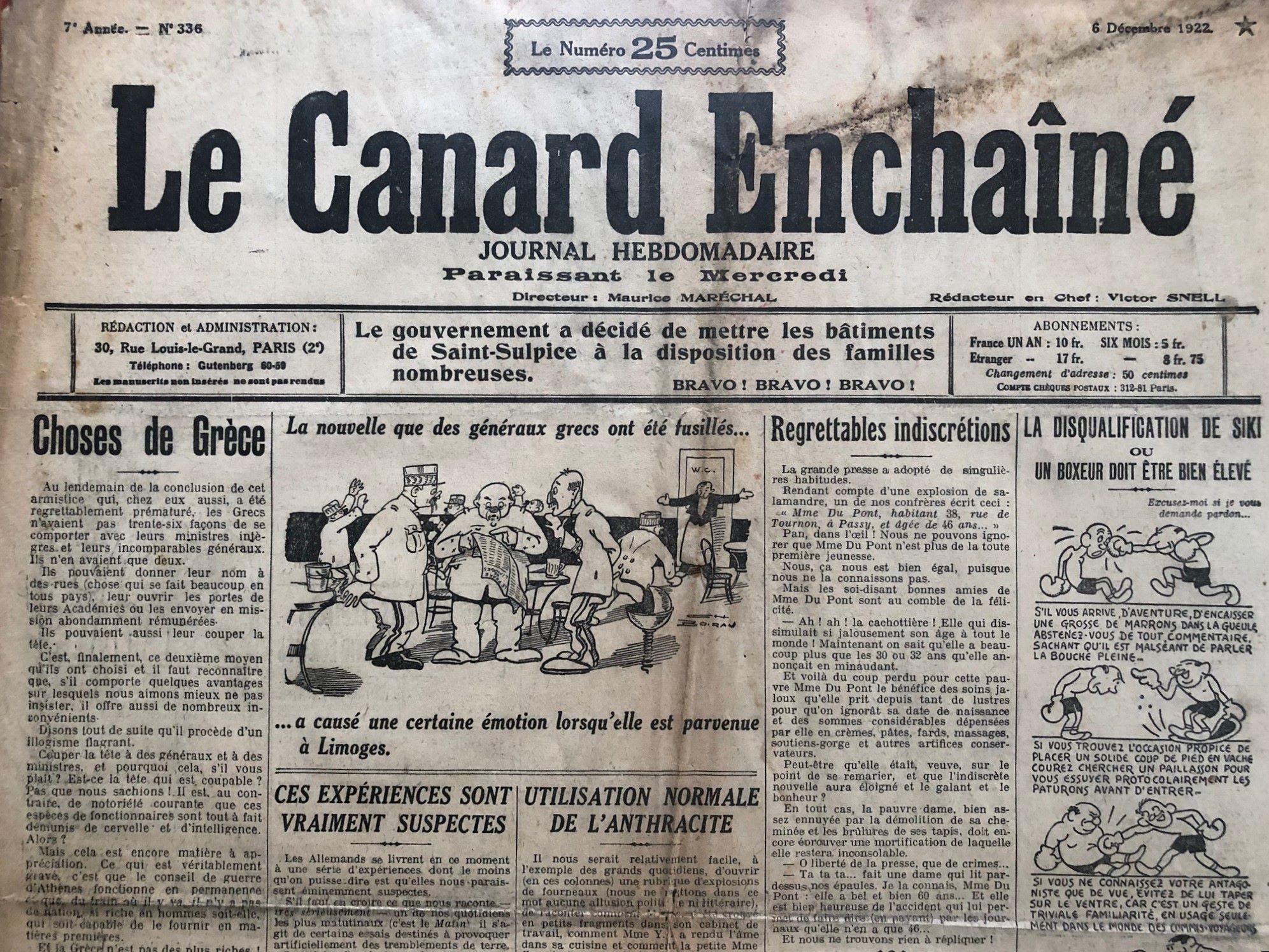 Couac ! | Acheter un Canard | Vente d'Anciens Journaux du Canard Enchaîné. Des Journaux Satiriques de Collection, Historiques & Authentiques de 1916 à 2004 ! | 336