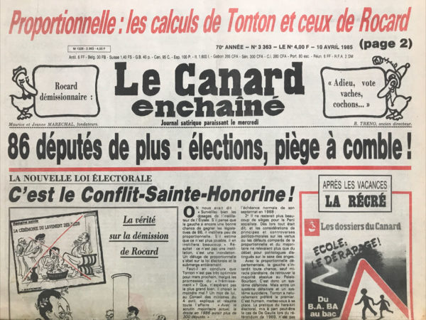 N° 3363 du Canard Enchaîné -  10 Avril 1985