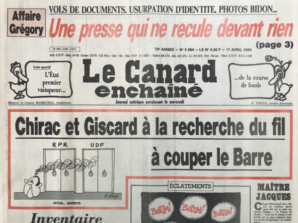 N° 3364 du Canard Enchaîné -  17 Avril 1985