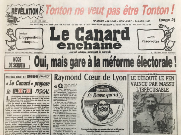 N° 3365 du Canard Enchaîné -  24 Avril 1985