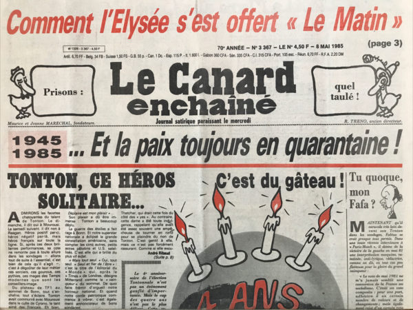 N° 3367 du Canard Enchaîné -  8 Mai 1985