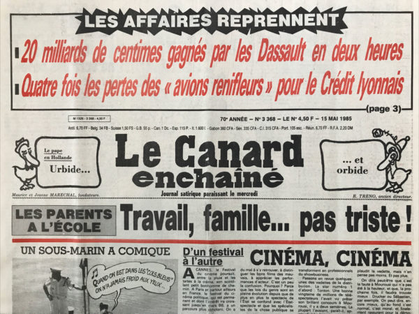 N° 3368 du Canard Enchaîné -  15 Mai 1985