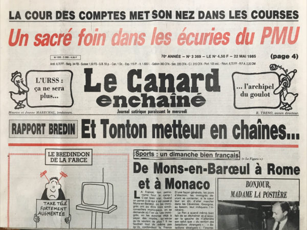 N° 3369 du Canard Enchaîné -  22 Mai 1985