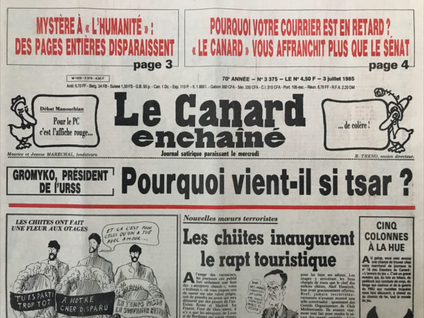 N° 3375 du Canard Enchaîné -  3 Juillet 1985