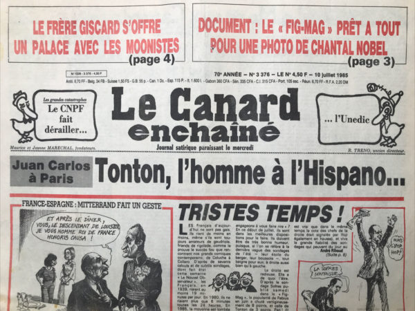 N° 3376 du Canard Enchaîné -  10 Juillet 1985