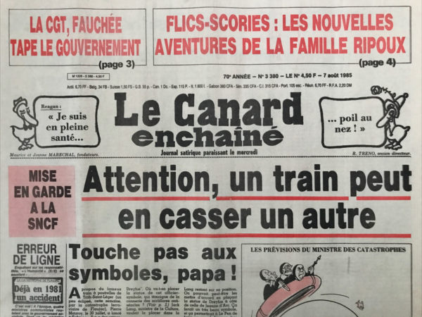N° 3380 du Canard Enchaîné -  7 Août 1985