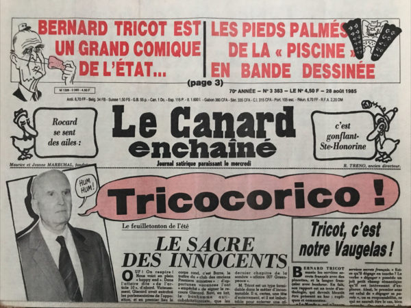 N° 3383 du Canard Enchaîné -  28 Août 1985