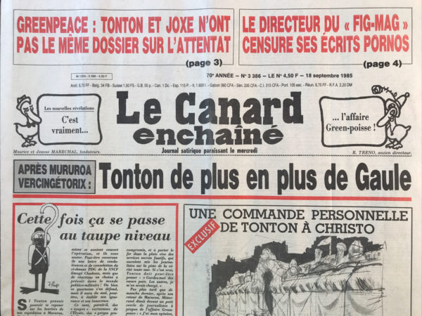 N° 3386 du Canard Enchaîné -  18 Septembre 1985