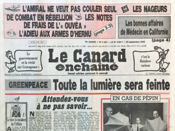 N° 3387 du Canard Enchaîné -  25 Septembre 1985