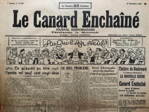 N° 339 du Canard Enchaîné -  27 Décembre 1922