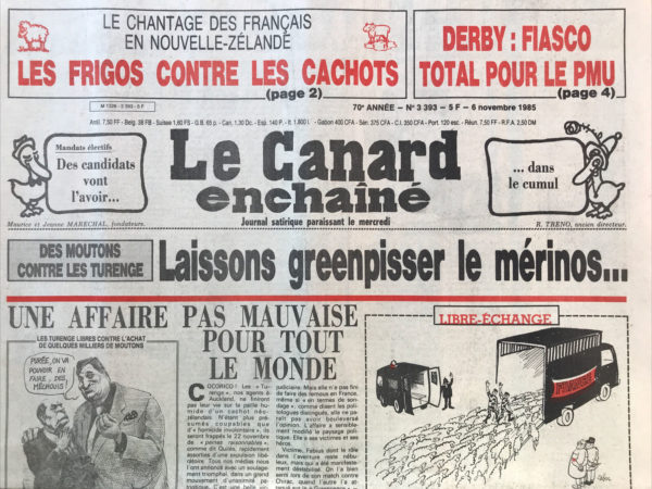 N° 3393 du Canard Enchaîné -  6 Novembre 1985