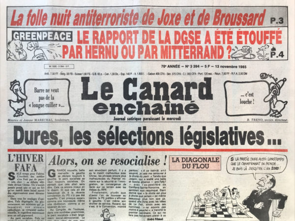 N° 3394 du Canard Enchaîné -  13 Novembre 1985