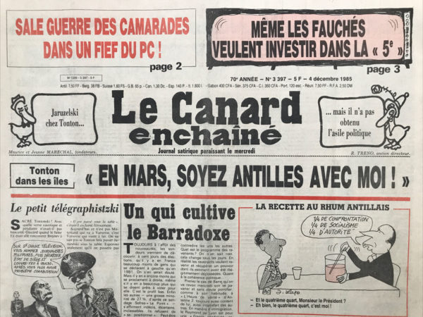 N° 3397 du Canard Enchaîné -  4 Décembre 1985