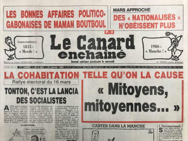 N° 3404 du Canard Enchaîné -  22 Janvier 1986