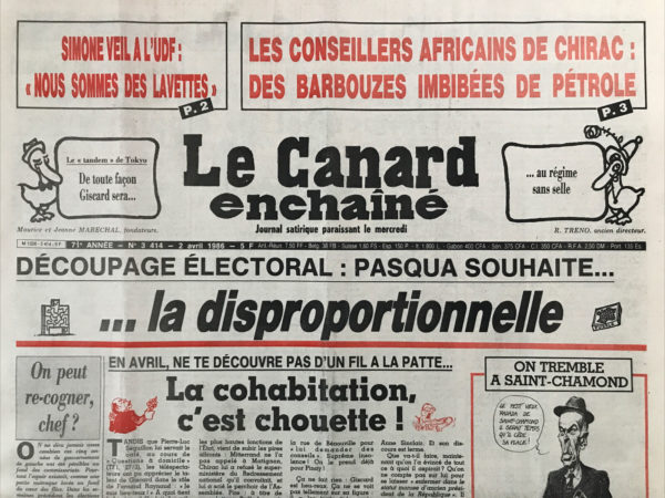 N° 3414 du Canard Enchaîné -  2 Avril 1986