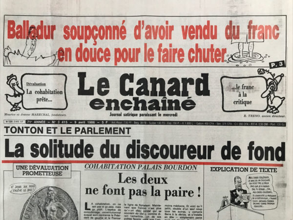N° 3415 du Canard Enchaîné -  9 Avril 1986