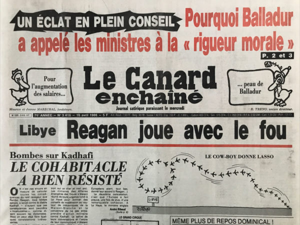 N° 3416 du Canard Enchaîné -  16 Avril 1986