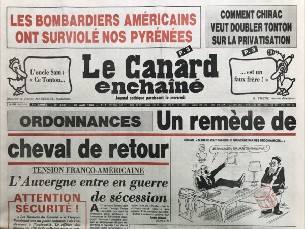 N° 3417 du Canard Enchaîné -  23 Avril 1986