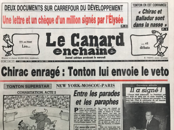 N° 3429 du Canard Enchaîné -  16 Juillet 1986