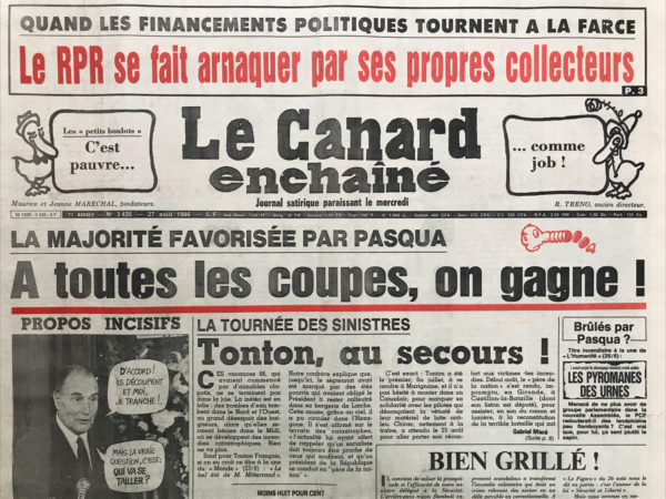 N° 3435 du Canard Enchaîné -  27 Août 1986