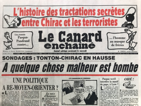 N° 3439 du Canard Enchaîné -  24 Septembre 1986