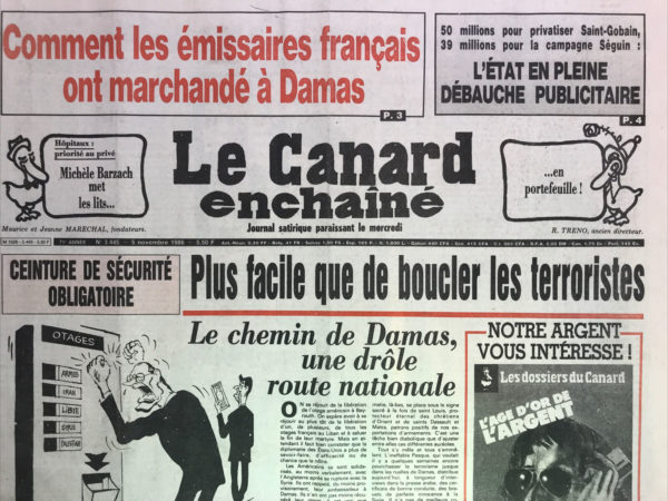 N° 3445 du Canard Enchaîné -  5 Novembre 1986