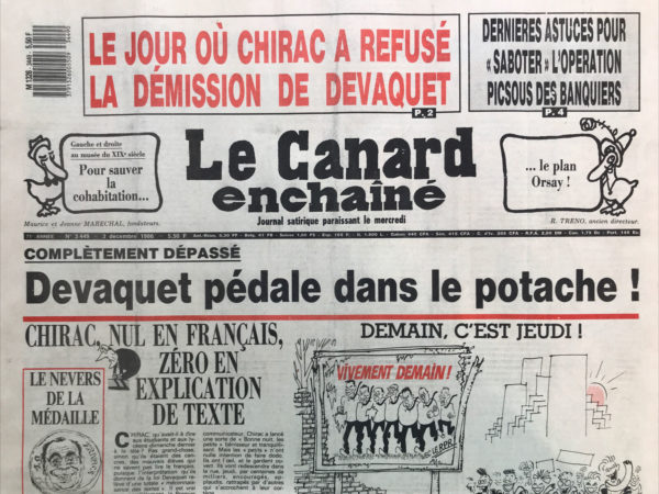 N° 3449 du Canard Enchaîné -  3 Décembre 1986