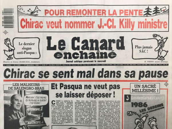 N° 3451 du Canard Enchaîné -  17 Décembre 1986