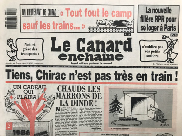 N° 3452 du Canard Enchaîné -  24 Décembre 1986