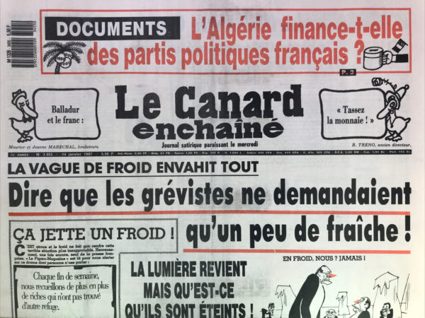 N° 3455 du Canard Enchaîné -  14 Janvier 1987