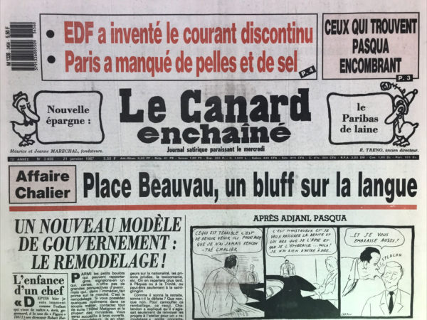 N° 3456 du Canard Enchaîné -  21 Janvier 1987
