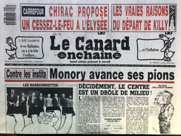 N° 3458 du Canard Enchaîné -  4 Février 1987